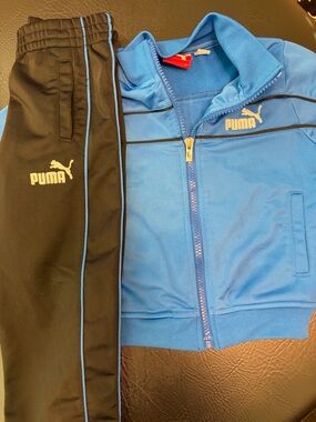 Puma Kids Light Blue Zip Jacket with Black Track Pants